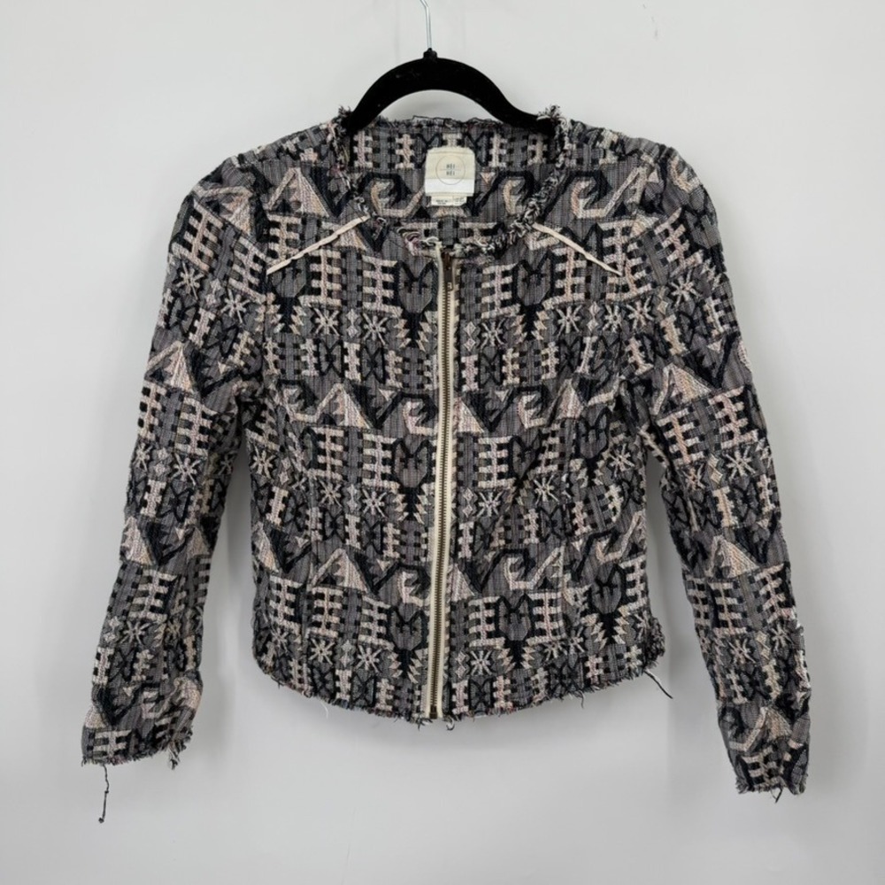 Anthropologie Hei Hei Jacket Women 00P Cotton Woven Aztec Boho Tribal Festival